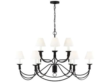 Visual Comfort Studio Sullivan 41" Wide 12-Light Aged Iron Black Tiered Chandelier VCSLC12012AI