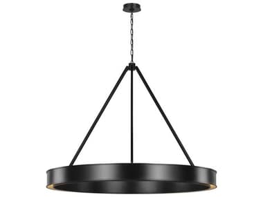 Visual Comfort Studio Leonard 1-Light Aged Iron Black Round Pendant VCSLC1231AIL1