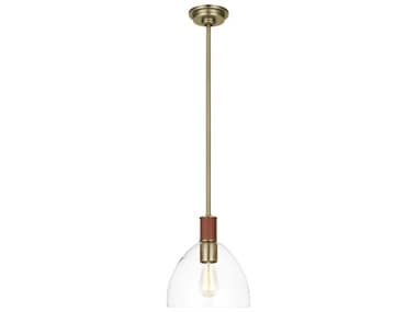 Visual Comfort Studio Hadley 10" 1-Light Time Worn Brass Dome Mini Pendant VCSLP1041TWBCG