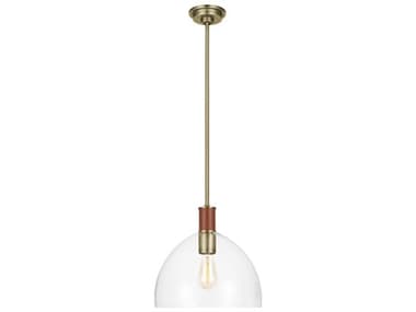 Visual Comfort Studio Hadley 1-Light Time Worn Brass Dome Pendant VCSLP1051TWBCG