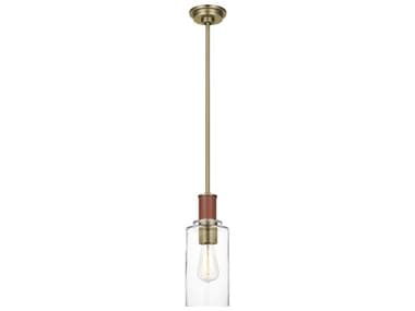 Visual Comfort Studio Hadley 5" 1-Light Time Worn Brass Cylinder Mini Pendant VCSLP1071TWBCG