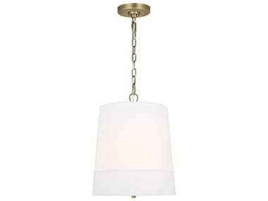 Visual Comfort Studio Ivie 1-Light Time Worn Brass Drum Mini Pendant VCSLP1081TWBWLW