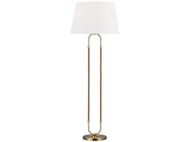 Visual Comfort Studio Katie Time Worn Brass White Linen Fabric Floor Lamp VCSLT1031TWB1