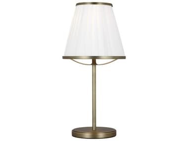 Visual Comfort Studio Esther Time Worn Brass White Linen Pleated Fabric Table Lamp VCSLT1131TWB1