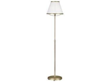 Visual Comfort Studio Esther 65" Tall Time Worn Brass White Linen Pleated Fabric Floor Lamp VCSLT1141TWB1