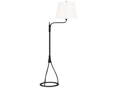 Visual Comfort Studio Sullivan Aged Iron White Linen Fabric Black Floor Lamp VCSLT1151AI1