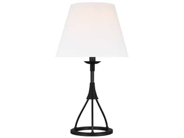 Visual Comfort Studio Sullivan Aged Iron White Linen Fabric Black Buffet Lamp VCSLT1161AI1