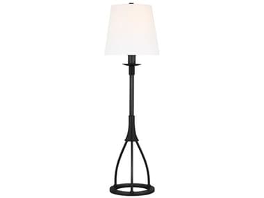 Visual Comfort Studio Sullivan Aged Iron White Linen Fabric Black Buffet Lamp VCSLT1171AI1