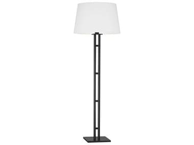 Visual Comfort Studio Haddon Aged Iron White Linen Black Floor Lamp VCSLT1201AI1