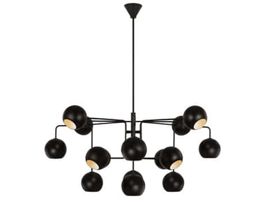 Visual Comfort Studio Chaumont 48" Wide 16-Light Aged Iron Black Globe Tiered Chandelier VCSLXC10016AI