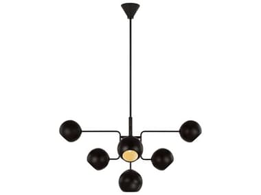 Visual Comfort Studio Chaumont 38" Wide 8-Light Aged Iron Black Globe Tiered Chandelier VCSLXC1018AI