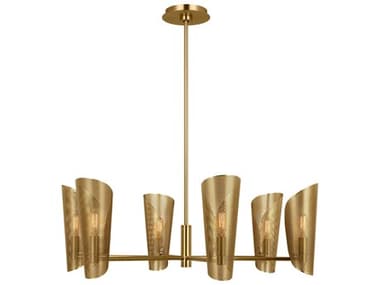 Visual Comfort Studio Plivot 32" Wide 6-Light Burnished Brass Chandelier VCSLXC1056BBS