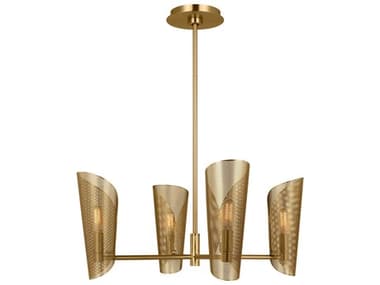 Visual Comfort Studio Plivot 24" Wide 3-Light Burnished Brass Chandelier VCSLXC1074BBS