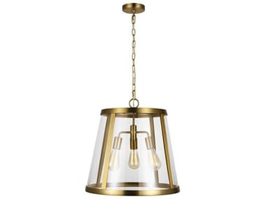 Visual Comfort Studio Harrow 18" 3-Light Burnished Brass Drum Pendant VCSP1288BBS