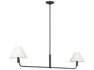 Visual Comfort Studio Colfax 2-Light Aged Iron Black Linear Island Pendant VCSSLC1022AI