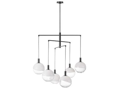 Visual Comfort Studio Torian 6-Light Aged Iron Black Globe Chandelier VCSSLC1036AI