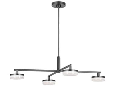 Visual Comfort Studio Khan 4-Light Aged Iron Black Linear Chandelier VCSSLC1074AI