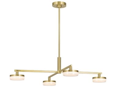 Visual Comfort Studio Khan 4-Light Burnished Brass Linear Chandelier VCSSLC1074BBS