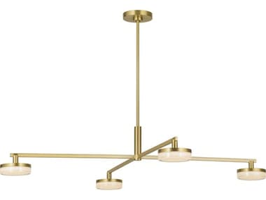 Visual Comfort Studio Khan 4-Light Burnished Brass Linear Chandelier VCSSLC1084BBS