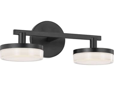 Visual Comfort Studio Khan 2-Light Aged Iron Black Vanity Light VCSSLV1012AI