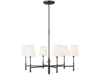 Visual Comfort Studio Capri 34" Wide 6-Light Aged Iron Black Chandelier VCSTC1016AI