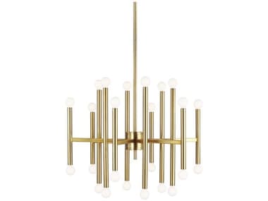 Visual Comfort Studio Beckham Modern 29" Wide 24-Light Burnished Brass Cylinder Chandelier VCSTC10624BBS