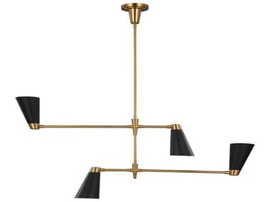 Visual Comfort Studio Signoret 4-Light Burnished Brass Tiered Chandelier VCSTC1104BBS