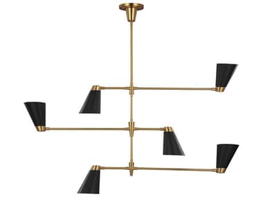 Visual Comfort Studio Signoret 48" Wide 6-Light Burnished Brass Tiered Chandelier VCSTC1116BBS