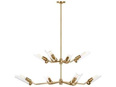 Visual Comfort Studio Mezzo 53" Wide 8-Light Burnished Brass Cylinder Chandelier VCSTC1158BBS