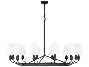 Visual Comfort Studio Ziba 48" Wide 12-Light Aged Iron Black Chandelier VCSTC11712AI