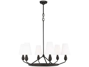 Visual Comfort Studio Ziba 32" Wide 6-Light Aged Iron Black Chandelier VCSTC1186AI