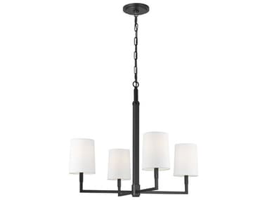 Visual Comfort Studio Danica 4-Light Aged Iron Black Candelabra Cylinder Chandelier VCSTC1194AI