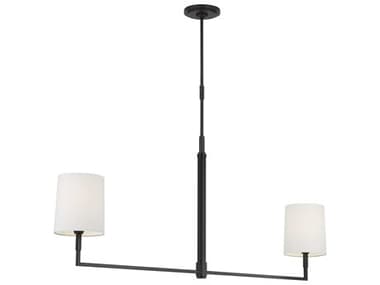 Visual Comfort Studio Danica 2-Light Aged Iron Black Linear Island Pendant VCSTC1212AI