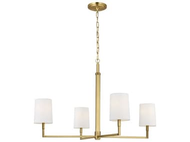 Visual Comfort Studio Danica 4-Light Burnished Brass Candelabra Cylinder Chandelier VCSTC1224BBS
