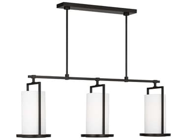 Visual Comfort Studio Sherwood 47" 3-Light Aged Iron Black Cylinder Island Pendant VCSTFC1053AI