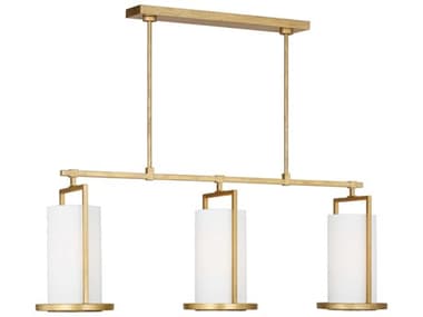 Visual Comfort Studio Sherwood 47" 3-Light Coastal Gild Gold Cylinder Island Pendant VCSTFC1053CGD