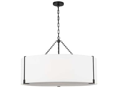 Visual Comfort Studio Bergen 4-Light Aged Iron Black Drum Pendant VCSTFC1114AI