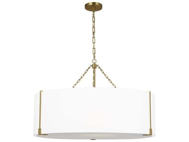 Visual Comfort Studio Bergen 4-Light Burnished Brass Drum Pendant VCSTFC1114BBS