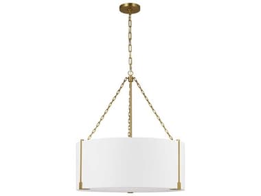 Visual Comfort Studio Bergen 3-Light Burnished Brass Drum Pendant VCSTFC1123BBS