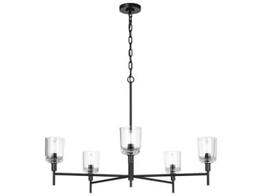 Visual Comfort Studio Hartley 5-Light Aged Iron Black Candelabra Chandelier VCSTFC1135AI