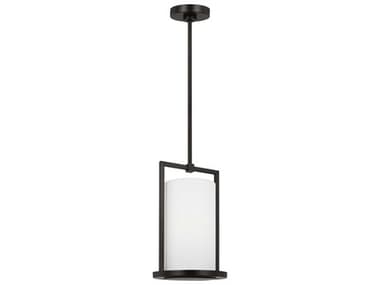 Visual Comfort Studio Sherwood 9" 1-Light Aged Iron Black Cylinder Mini Pendant VCSTFP1001AI