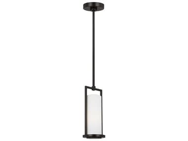 Visual Comfort Studio Sherwood 5" 1-Light Aged Iron Black Cylinder Mini Pendant VCSTFP1011AI