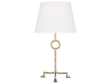 Visual Comfort Studio Montour Coastal Gild White Linen Fabric Gold Buffet Lamp VCSTFT1021CGD1