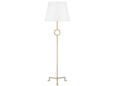 Visual Comfort Studio Montour 64" Tall Coastal Gild White Linen Fabric Gold Floor Lamp VCSTFT1031CGD1