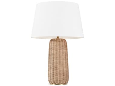 Visual Comfort Studio Dumar Blonde Rattan White Linen Fabric Brown Buffet Lamp VCSTFT1051BRTN