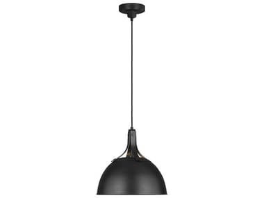 Visual Comfort Studio Logan 16" 1-Light Aged Iron Black Dome Pendant VCSTP1061AI