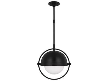 Visual Comfort Studio Bacall 15" 1-Light Aged Iron Black Dome Globe Pendant VCSTP1101AI