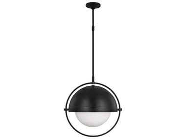 Visual Comfort Studio Bacall 19" 1-Light Aged Iron Black Dome Globe Pendant VCSTP1111AI