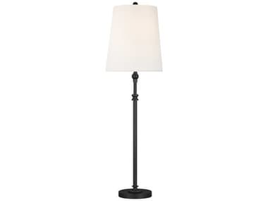 Visual Comfort Studio Capri Aged Iron White Linen Fabric Black Buffet Lamp VCSTT1001AI1