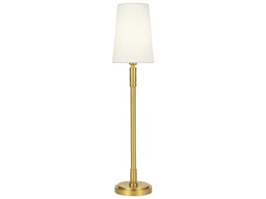 Visual Comfort Studio Beckham Classic Burnished Brass White Linen Fabric Buffet Lamp VCSTT1021BBS1